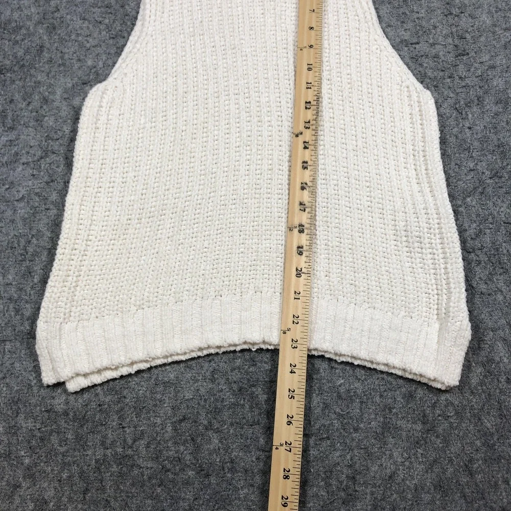 Abercrombie & Fitch Sweater Vest Womens M White Chunky Knit Sleeveless Cozy